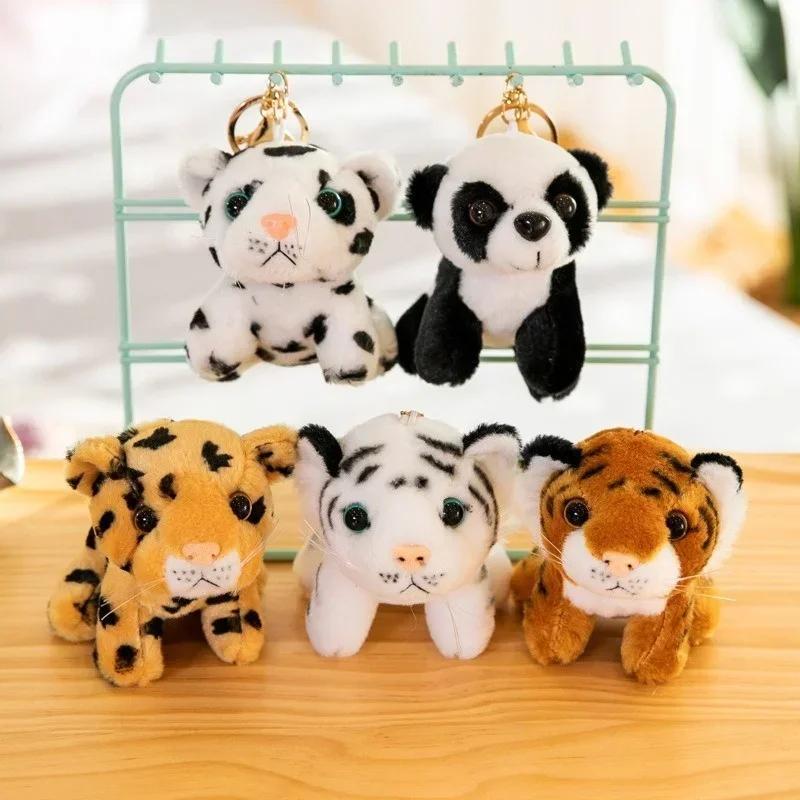 Nuovo Portachiavi Carino Panda Ghepardo Tigre Bambino Ciondolo di Peluche Borsa Scolastica Portafoglio Zero Decorazione da Appendere Regalo per la Festa dei Bambini