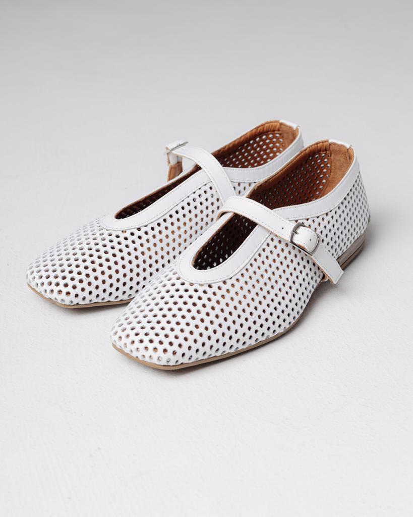 Балетки перфорированные Krula 64003 36 белые кожа