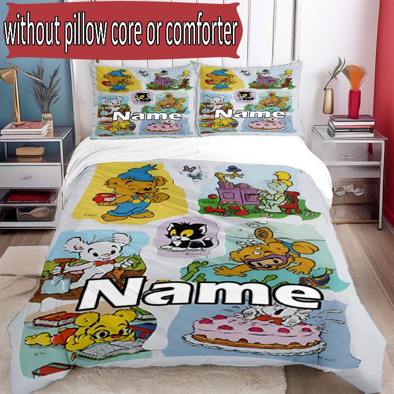 3pcs Duvet Cover Set (1*Duvet Cover + 2*Pillowcase, Without Core), Custom Name Bamse Pattern Bedding Set, Home Bedroom Decor Gift