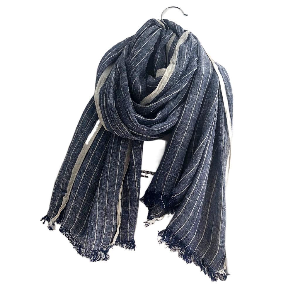 Windproof Striped Pleated Shawl Thicken Men Scarf High Quality Winter Cashmere Scarf Female