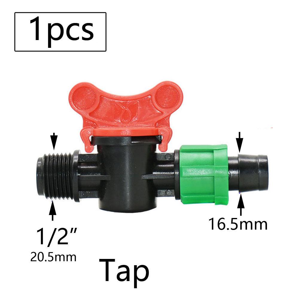 16mm Micro Irrigation Drip Tape Connectors Tee Repair Elbow End Plug Tap Fittings Locked Hose Joints Greenhouse Coupler
