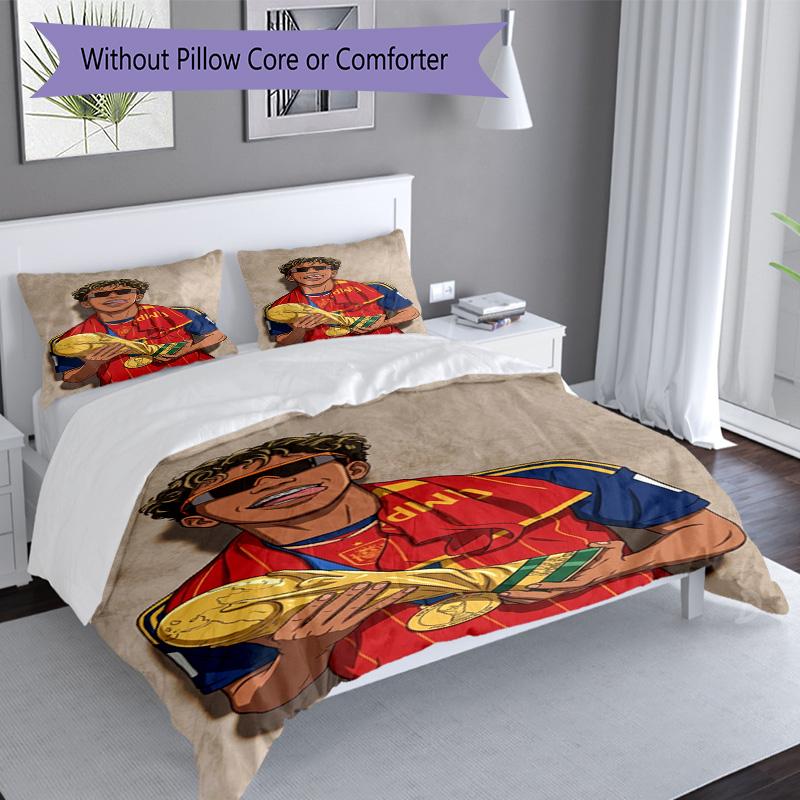 Lamine Yamal Spanish Football Player Bedding Set,Premium Bed Linen for Bedroom Home Decoration,Perfect Collectible Gift for Messi Fans,Easy Care Duvet