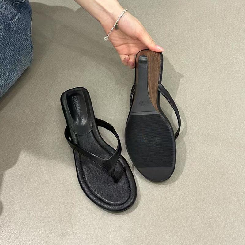 Fashion Female Spring Summer Round Toe Ladies Wedges Heeled Slippers Sandals Fashion Wedges Slippers Slides Shoes For Women Flip flops