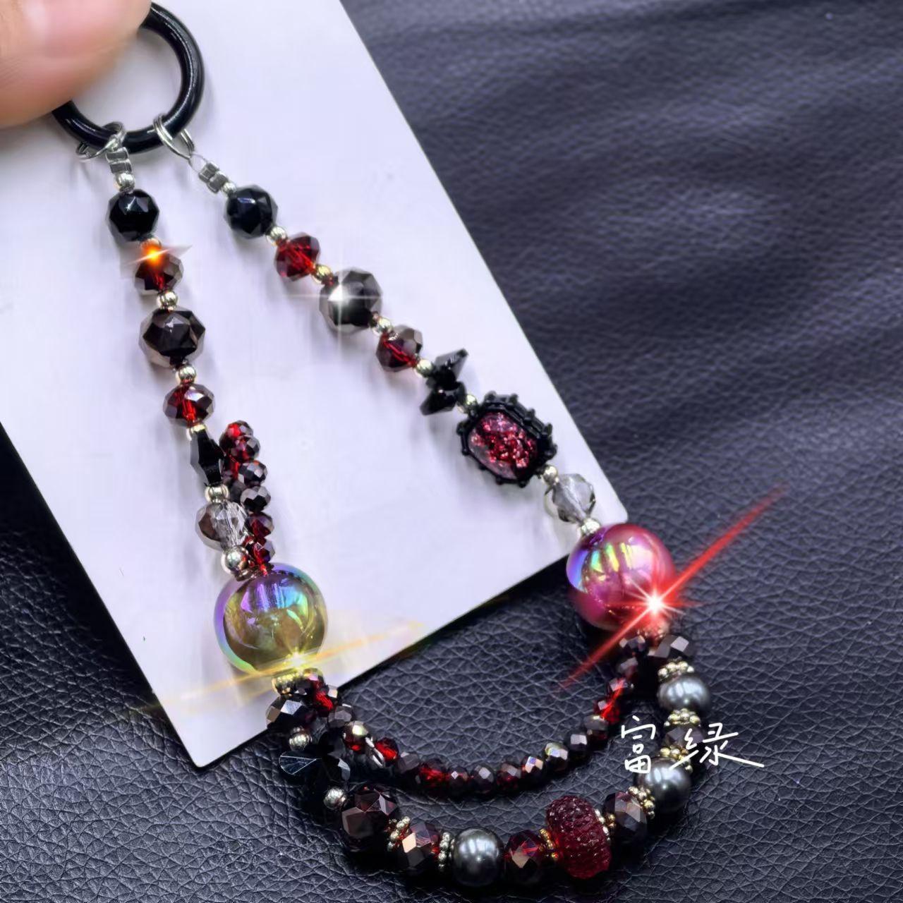 

Colorful Beaded Phone Lanyard 26cm Short Phone Wristlet Strap Mobile Accessory B