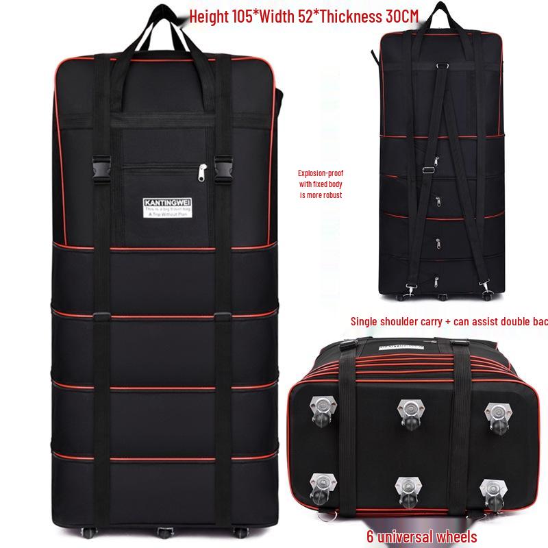158L Aviation Large Capacity Rolling Travel Bag - Foldable Wheeled Luggage Storage, Oxford Cloth