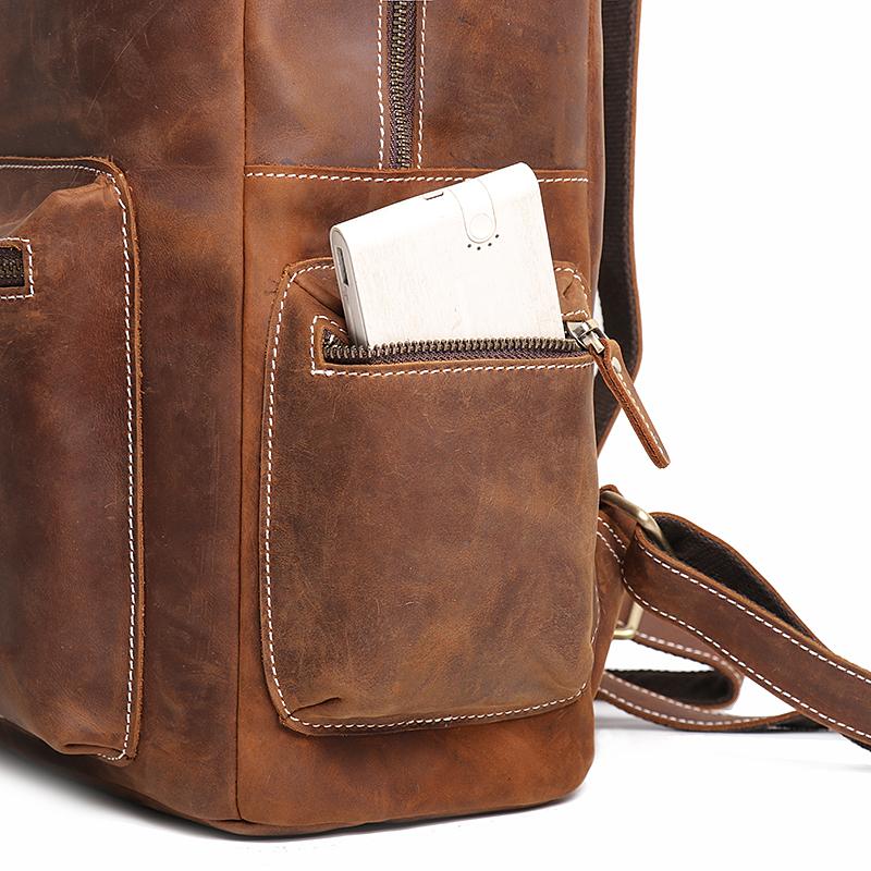 Business Man High Quality Travel Backpack Real Leather Laptop Bag