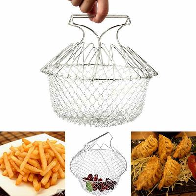 Faltbares Steam Rinse Strain Fry Chef Basket Strainer Net Cooking Tool