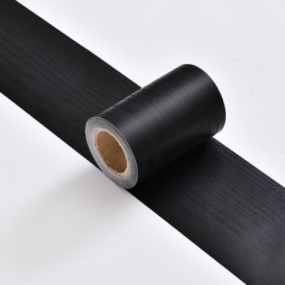 1pc 5mX12cm Thickened Imitation Wood Grain Skirting Wall Stickers, Self-adhesive Living Room Bedroom Wall Corner Decoration