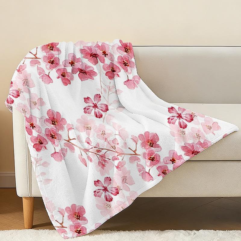Sakura Flannel Blanket Soft, Plush & Warm Throw, Perfect for Home, Dorm, Halloween & Christmas Decor & Daily Use
