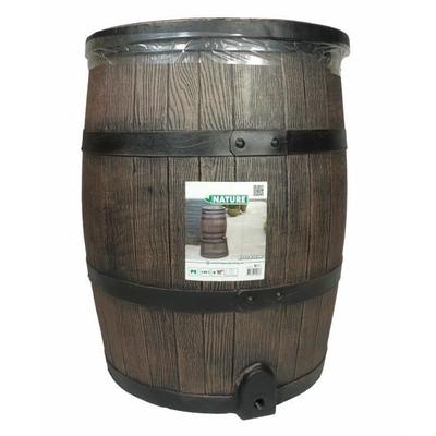 Water Collector - NATURE - Rainwater Barrel with Wood Look - Capacity 120L - Brown - 50.5x66 Cm