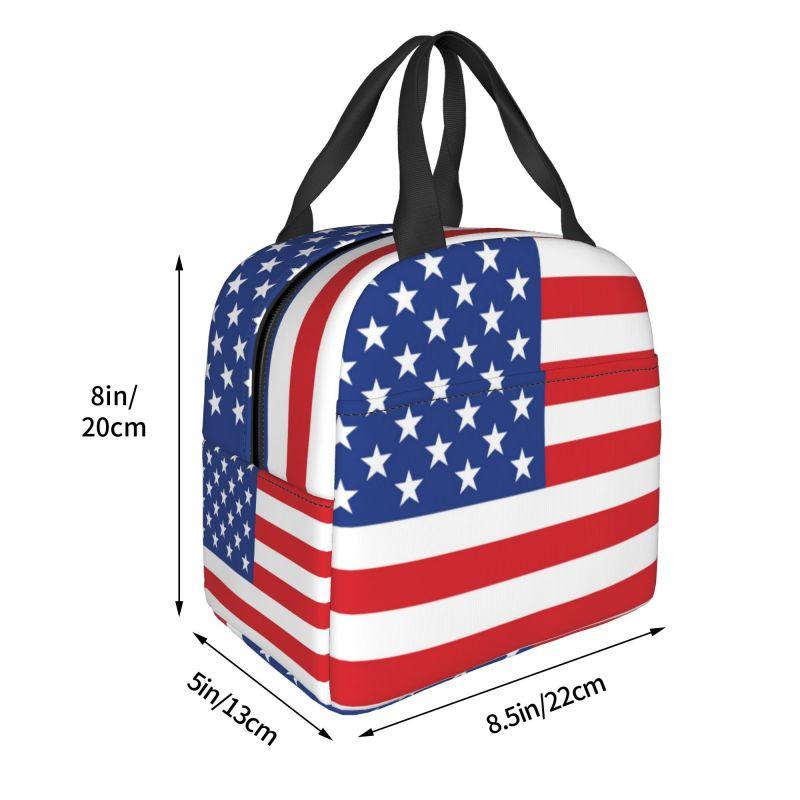 USA American Flag Thermal Insulated Lunch Bags Women United States US Stars Portable Lunch for Camping Travel Food Box