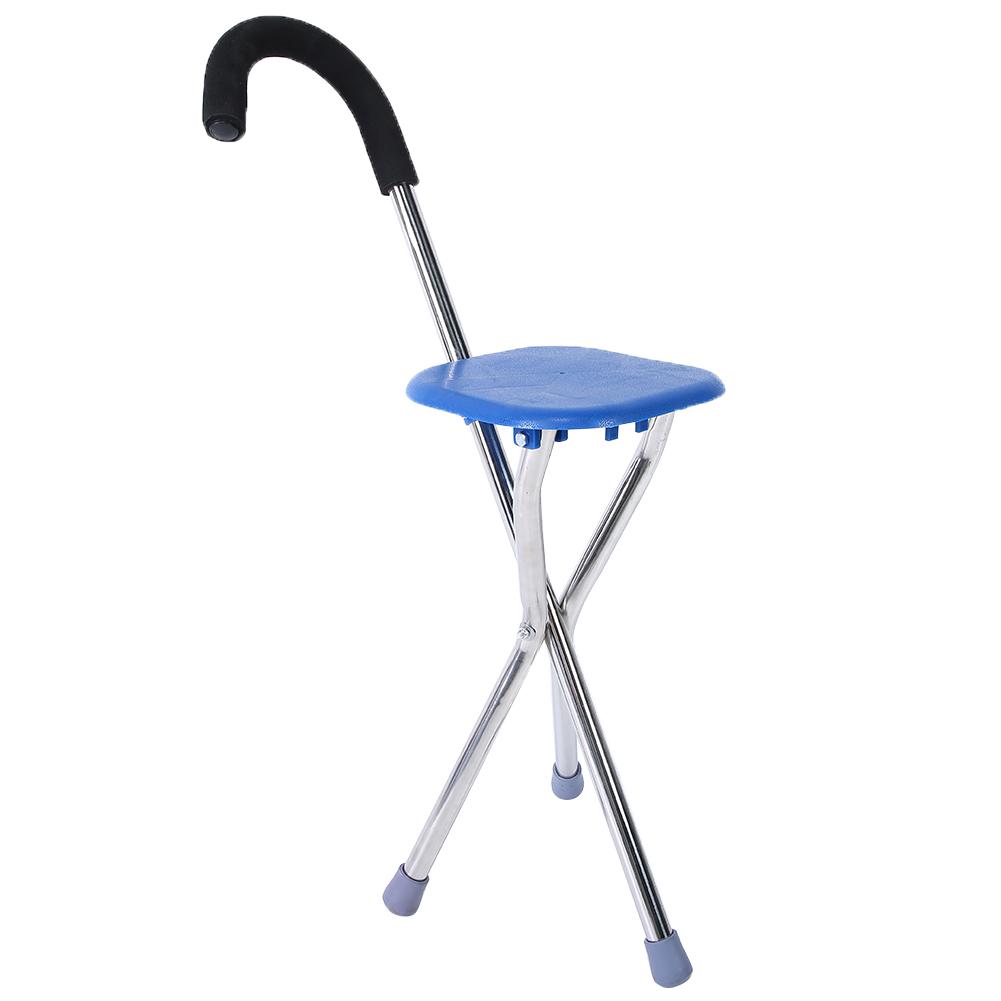 Folding Walking Stick Tripod Stool Stainless Steel Thickening Elderly Walking Cane