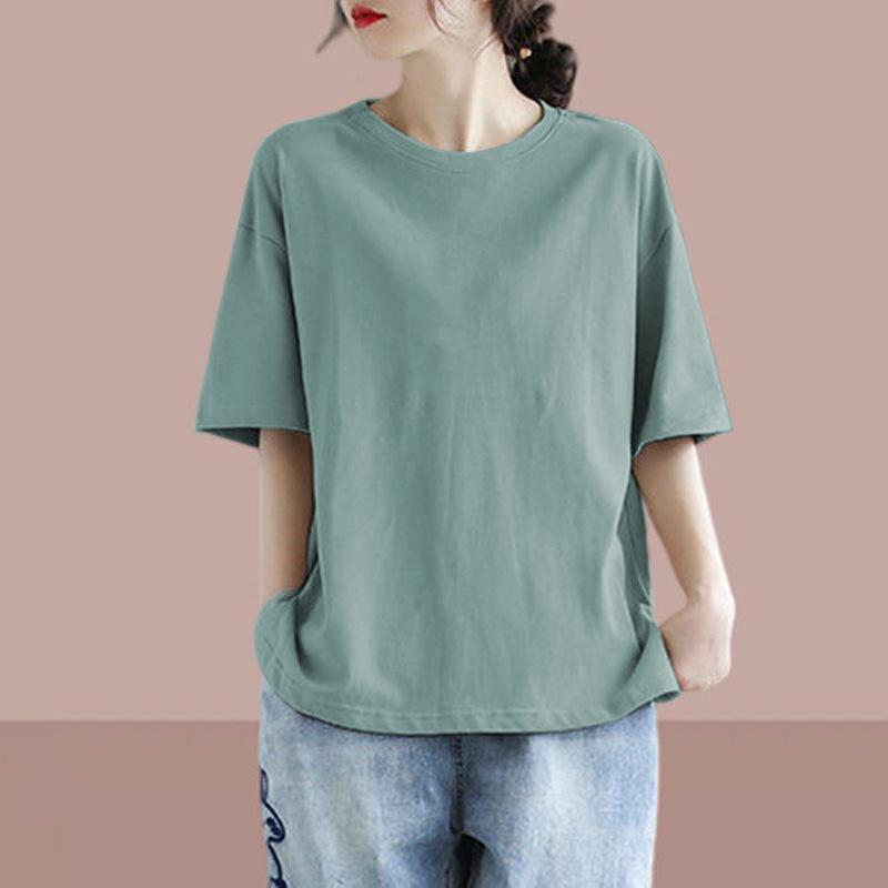 Sommer Neu Vielseitig Dopamin Wear Kurzarm Top Große Größe Damen Locker Lässig Bequem T-Shirt Damen