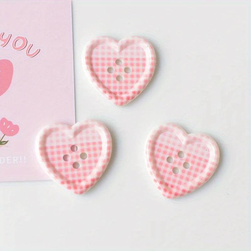 10/20/30pcs Cute Plaid Heart Shaped Button Coat Cardigan DIY Sewing Decoration Women's Clothing Sewing Accessories
