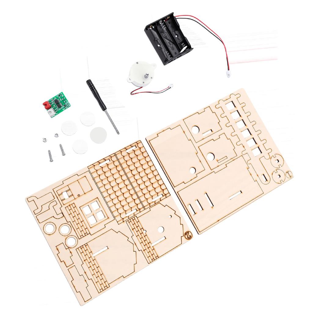 Wooden Automatic Barrier Toy STEM Educational Infrared Sensing DIY Wooden Model Kit