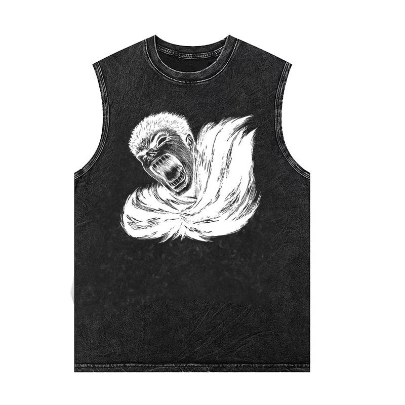 

Gojo Jujutsu Аниме Мужская майка Женская оверсайз винтажная стирка без рукавов жилет Хлопковая футболка Одежда Лето 2XL