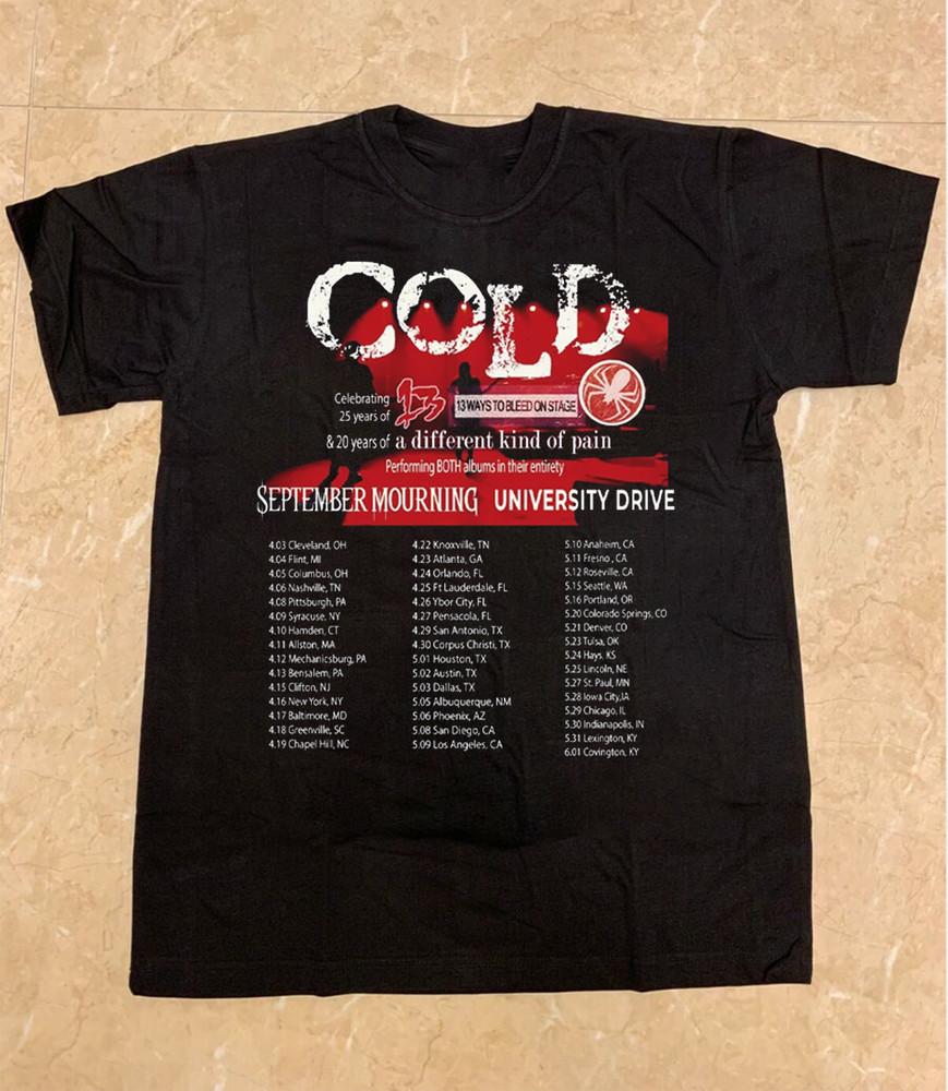 Cold Band Celebrating 25 Years Tour Dates 2025 T Shirt Black All Size K598 Unisex T-Shirt XXXXL