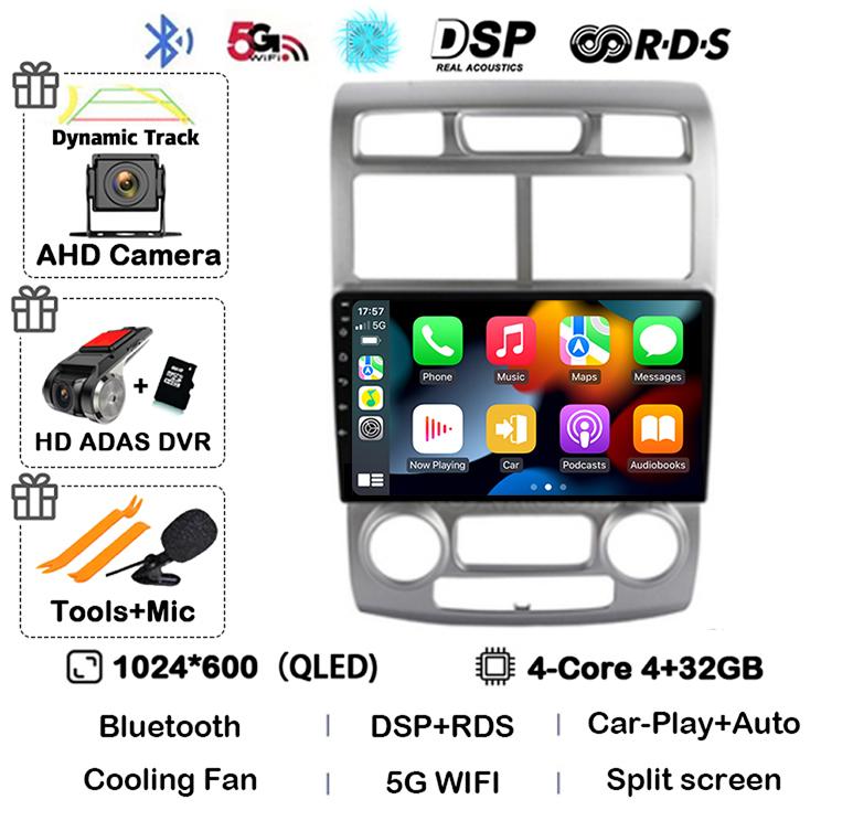 Android 14 Auto Carplay Car Radio For Kia Sportage 2 2004 2005 2006 2007 2008 2009 2010 Multimedia Player Stereo GPS WIFI+4G DSP
