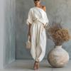 2026 European Spring Solid Color Off-the-Shoulder T-shirt Pocket Casual Loose Two-Piece Set