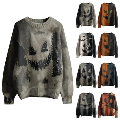 Langärmliger Pullover für Damen O-Ausschnitt Lässig Niedlich Druck Strick Oversized Pullover