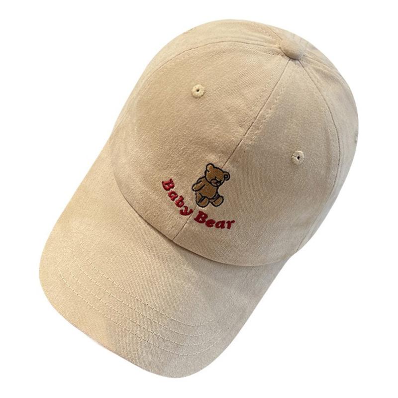 Cute cartoon bear embroidered baseball cap female summer versatile sunshade big head circumference showing face small peaked cap