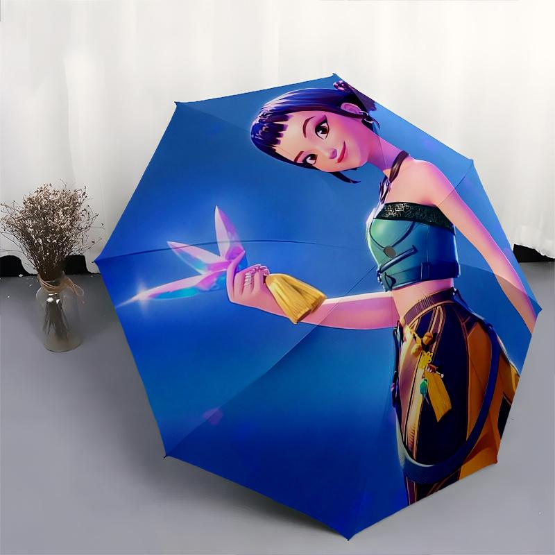 Ombrello pieghevole KPop Demon X con apertura e chiusura automatiche, telaio a 8 stecche e design compatto da viaggio, perfetto per tutte le occasioni | Elegante