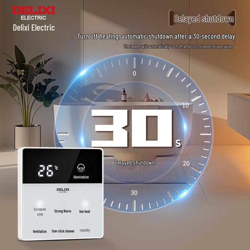 Delixi Smart Seven-in-One Touchscreen Bathroom Heater Switch Panel
