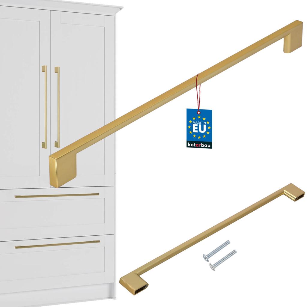 Kotarbau® Kitchen Furniture Handle Classic Modern Oblong Long Matte Gold 358 Mm Spacing 320 Mm