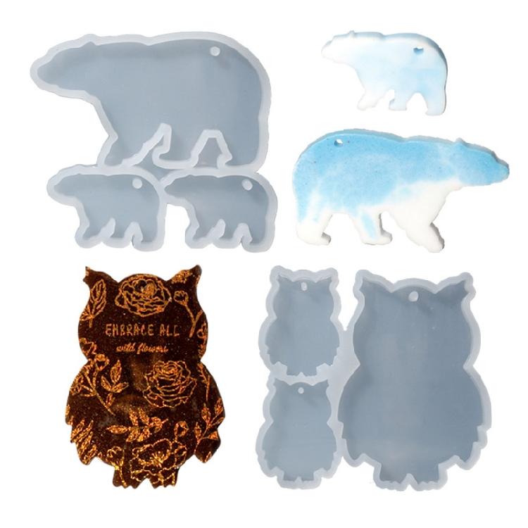 Polar Bear Owl Keychains Mold DIY Epoxy Craft Necklace Keychain Jewelry Mold