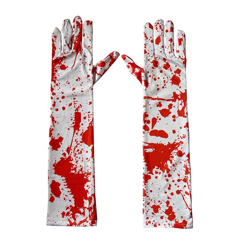 Bloody Red Horrible Gloves Cosplay Halloween Party Props Bloodstains Handwear
