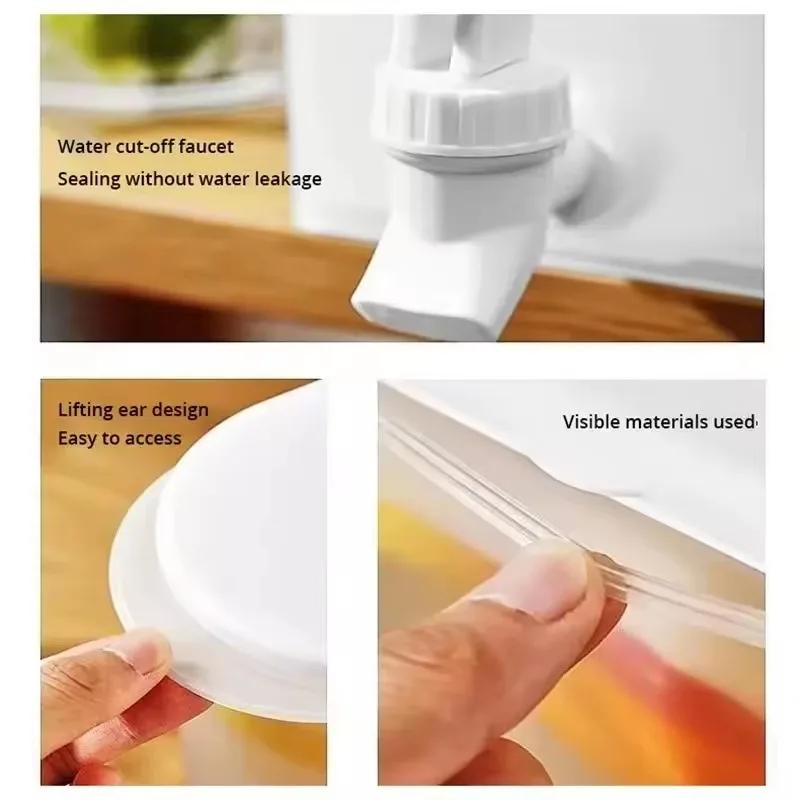 3500ml Cold Water Bottle Chilled Beverage Dispenser Large Capacity Juice Bottle with Tap Fridge Cooler Cold Water Bottle
