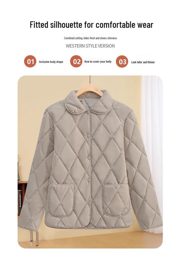 Chun Ya Fang Women's Lightweight Cotton Jacket - Stylish, Loose, Quilted Design, Solid Color, Short Outerwear.