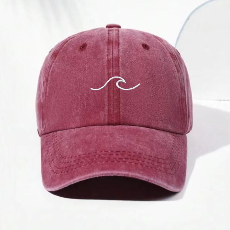 

Baseball Cap for Men Customize Cotton Washed Women Wave Embroidery Vintage Dad Cap Retro Outdoor Casual Sun Hat Streetwear розы красного