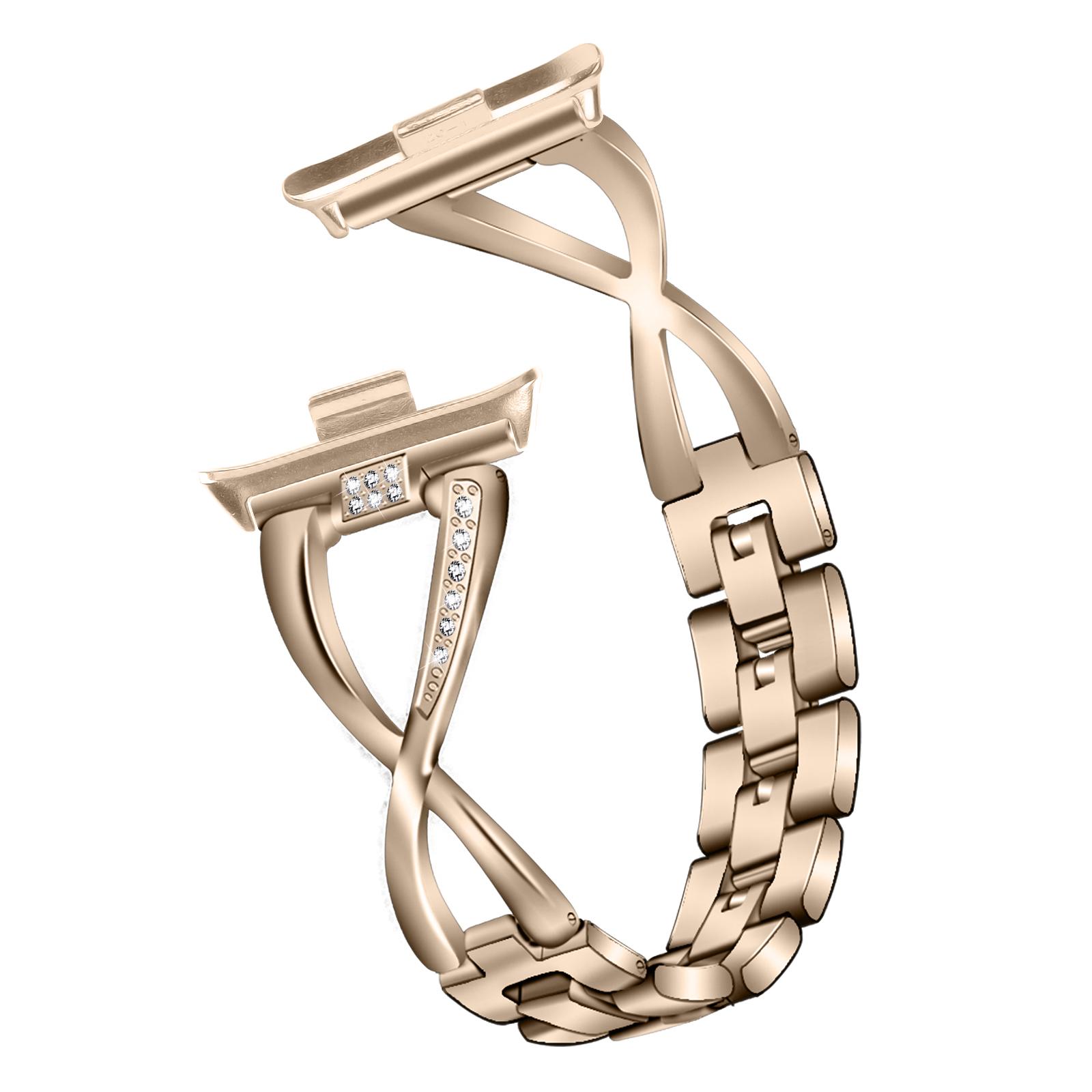 

For Xiaomi Smart Band 8 Pro Zinc Alloy Rhinestone Decor Watch Strap Champagne Gold