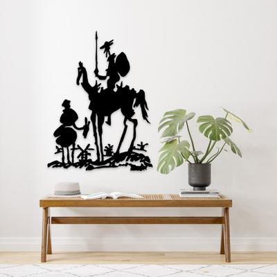 Art Mural en Métal Don Quichotte de Picasso, Décor Sculpture Pablo, Cadeau pour Bibliothécaire Passionné de Livres, Grande Décoration d'Intérieur Unique, Cadeau pour Amoureux d'Aventure