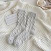1 Pair  Women's Cozy Fuzzy Socks- Winter Warm Plush Mid-Calf Length Twisted Pattern Knit Fabric Socks