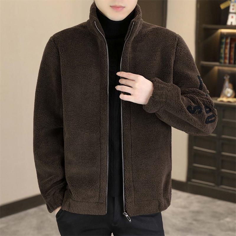 2025 Men s Stand Collar Zipper Lambswool Warm Hoodie Jacket - Autumn/Winter Fashion 3XL