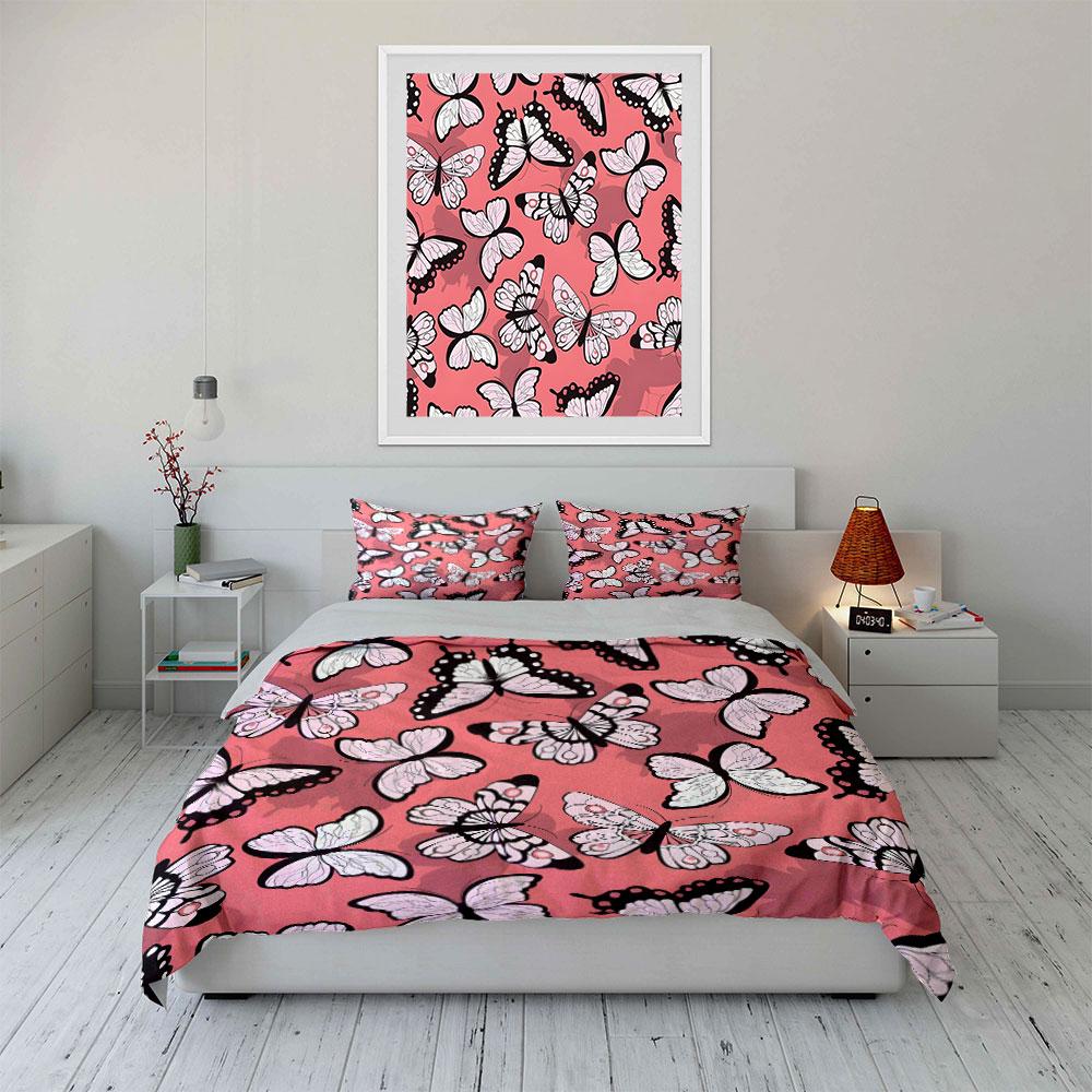 Elegant Butterfly Pattern Gift Set  Kid'S And Adults' Bedroom Decor, Exquisite Three-Piece Bedding Set Gift