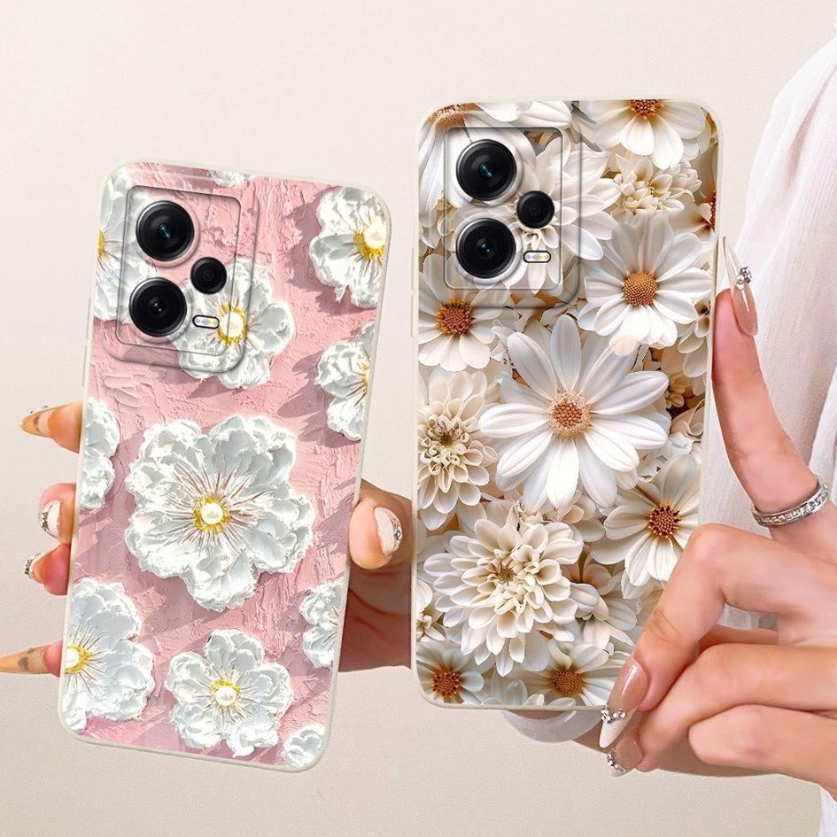 For Xiaomi Redmi Note 12 Pro Plus Case Popular Flower Soft Liquid Silicone Shockproof Cover For Redmi Note 12 Pro Note12 5G Case