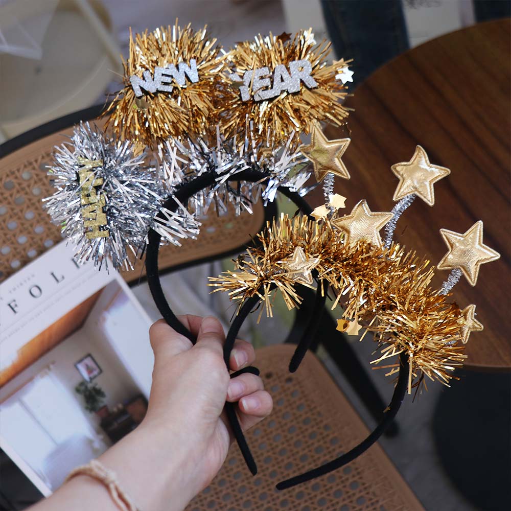 Gold Silver Happy New Year Headband Star Sequin Party Photo Props  Party Gift
