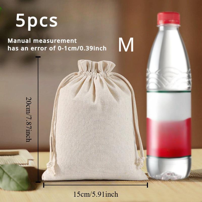 

5/10pcs Multi-Size Natural Canvas Drawstring Bag, Versatile Cotton & Linen Storage for Rice, Outdoor Travel, Shopping & Gifts
