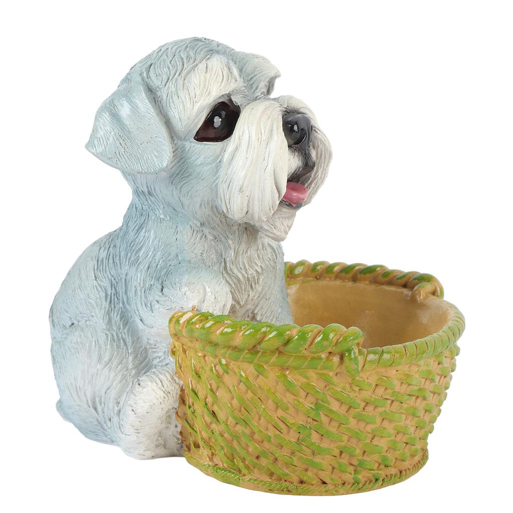 Cute Dog Ornament Entry Key Storage Basket Puppy Statue for Living Room Entrance Office Decoration Type 2
