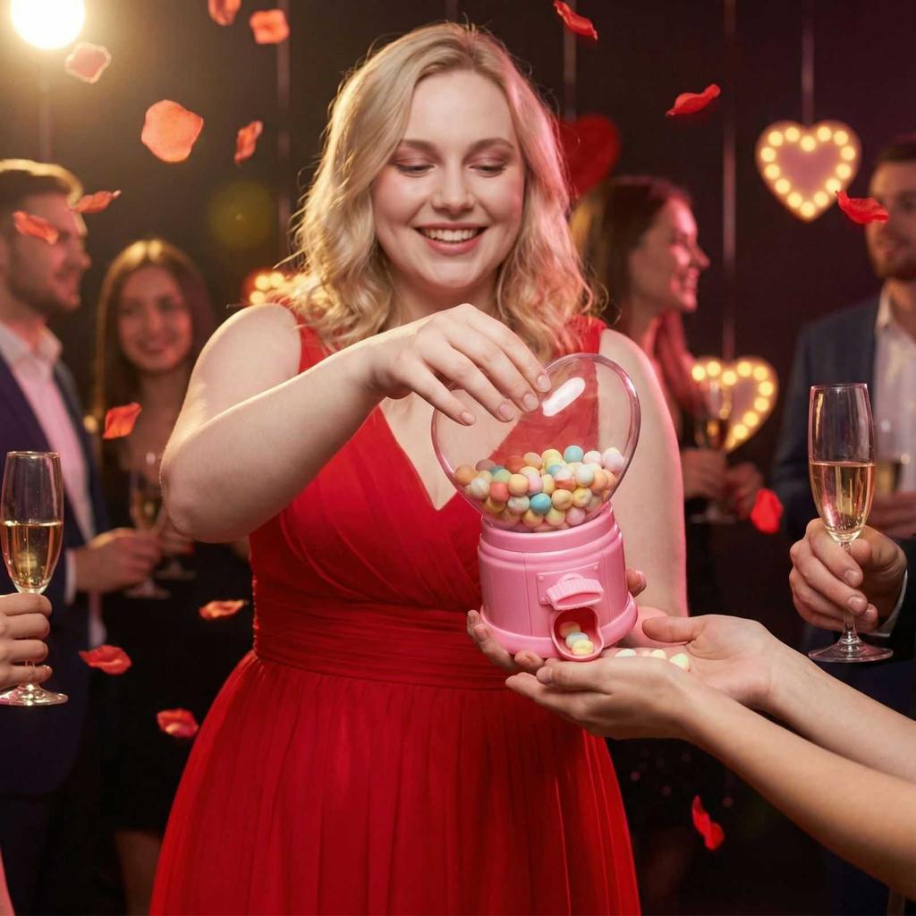 Heart-shaped Candy Machine - Valentine's Day Candy Machine, Bubble Machine, Suitable For Party Gifts, Teacher's Day Gifts, And Valentine's Day Candy