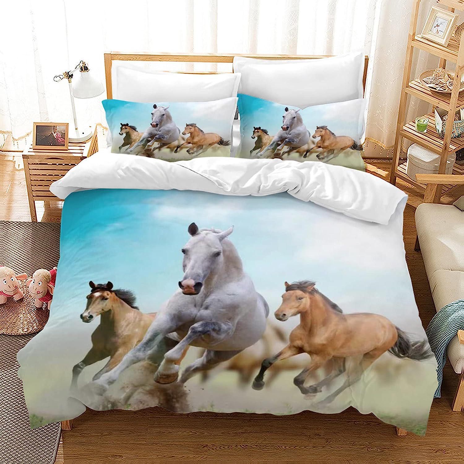 

Running Unicorn Horse Bedding Set 3D Print Polyester Duvet Cover Single Twin Queen King Size for Home Decoration Birthday Gift US King(264x229cm)