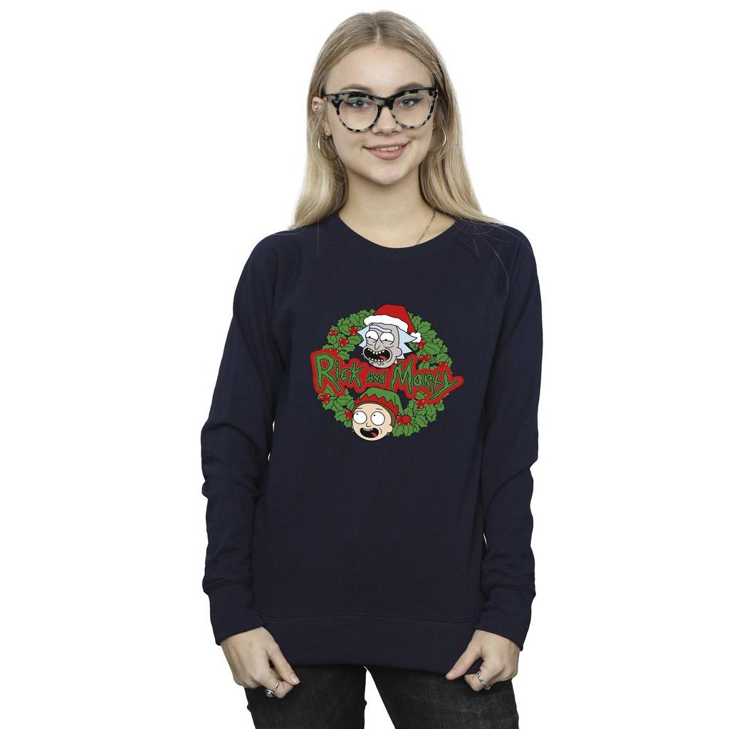 Rick And Morty Womens/Ladies Christmas Wreath Sweatshirt