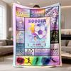 1pc Comfortable Football Girl Pattern Soft Flannel Blanket | Perfect for Sofa, Bed and Travel - Four Seasons Comfort, Polyester, Mixed Color, Digital