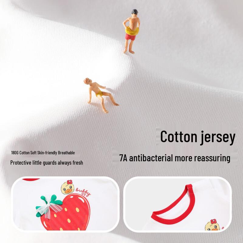 B.Duck Girls' Cotton Strawberry Short-Sleeved T-Shirt