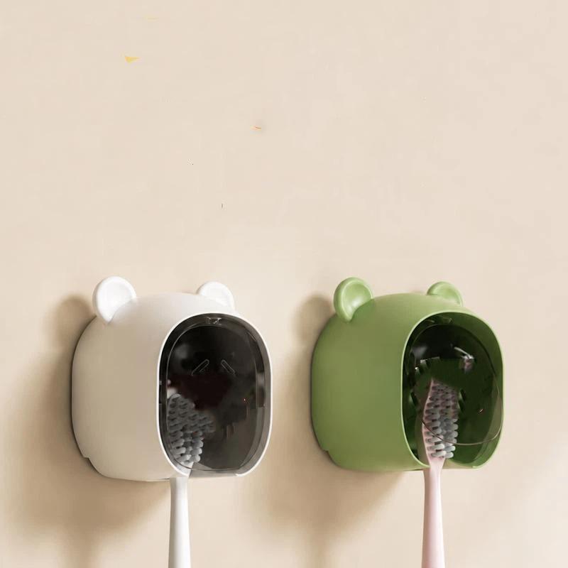 Toothbrush Holders For Bathroom Wall-Mounted Toothbrush Storage Rack With Lid Hanging Electric Toothbrush Holder