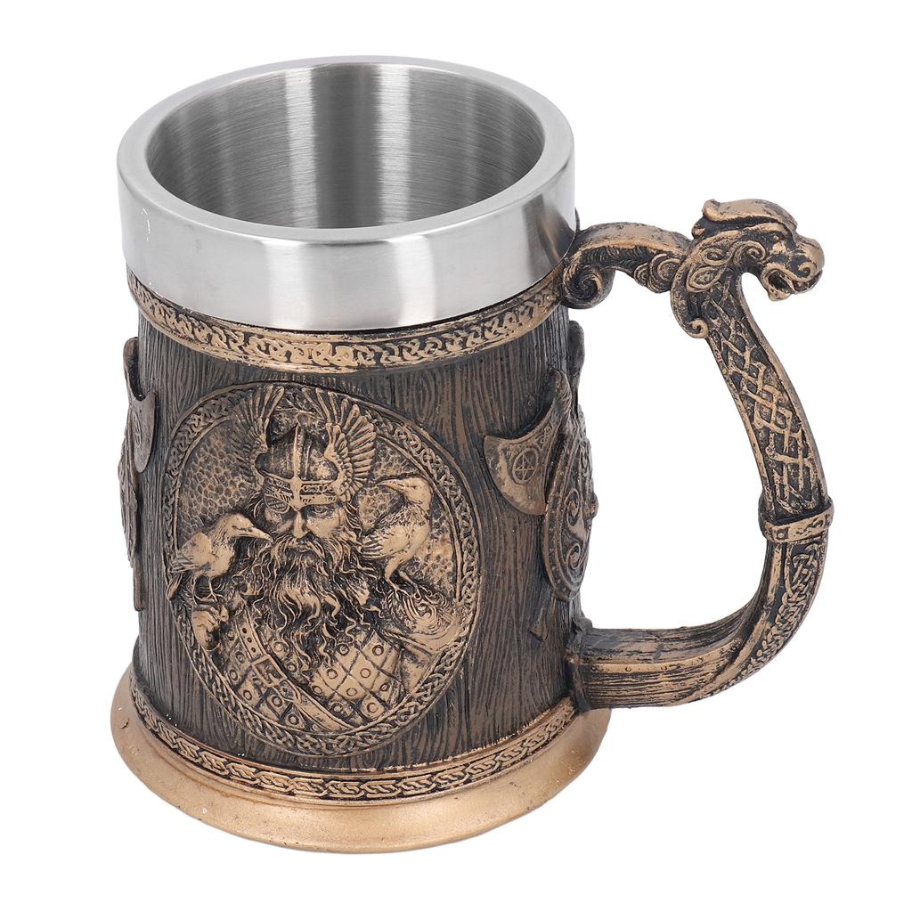 Nerezový hrnek Inovativní Pirátský Retro Velkokapacitní Pivní hrnek na Pivo Kávu Nápoj Bronzový