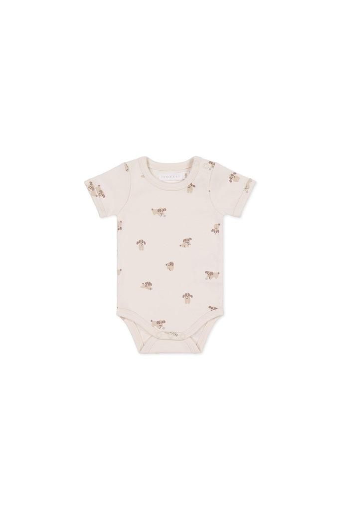 Organic Cotton Short Sleeve Bodysuit Sasha Puppy Tofu JBCO251241 Baby IVR 70 [Jamie Kay]